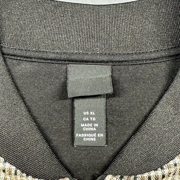 H&M Men's XL Zip-Front Checked Bomber Jacket Beige/Black‎ Trim, Street Casual - Picture 2 of 5